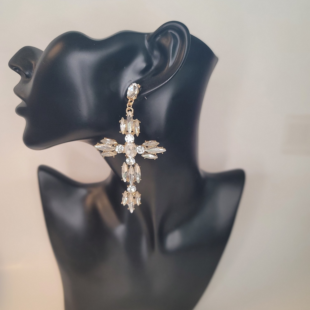 Elegant Gold and Silver Crystal Drop Earrings